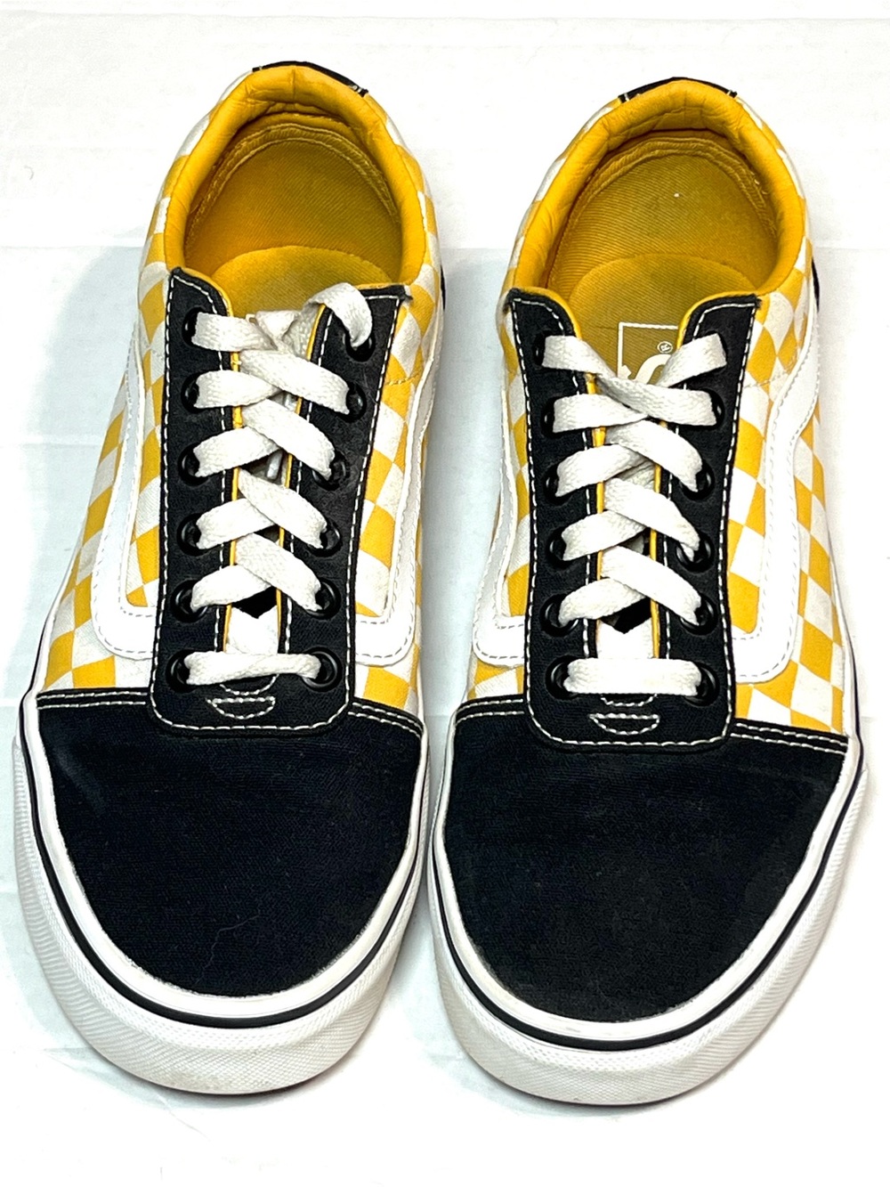 Vans Kids Yellow Black White Checkerboard Sneakers